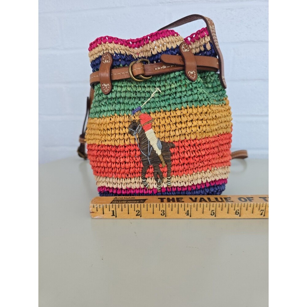 Polo Ralph Lauren Raffia Mini Bellport Bucket Bag Limited Edition Rare - Picture 9 of 14